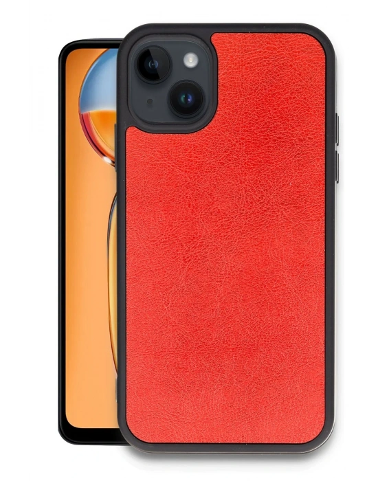 Newface iPhone 14 Kılıf Aras Deri Kapak - Kırmızı