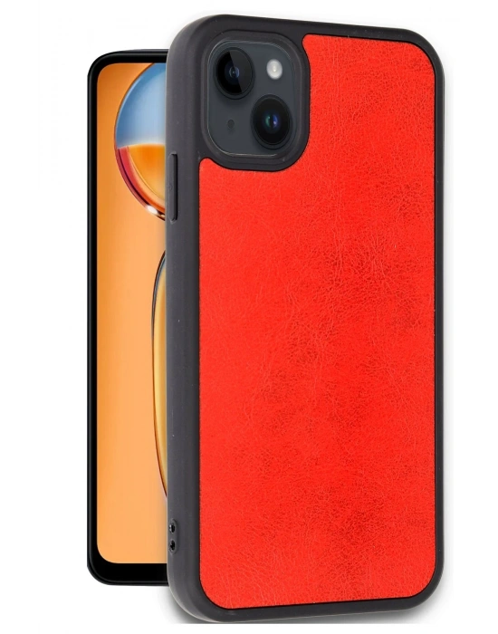 Newface iPhone 14 Kılıf Aras Deri Kapak - Kırmızı