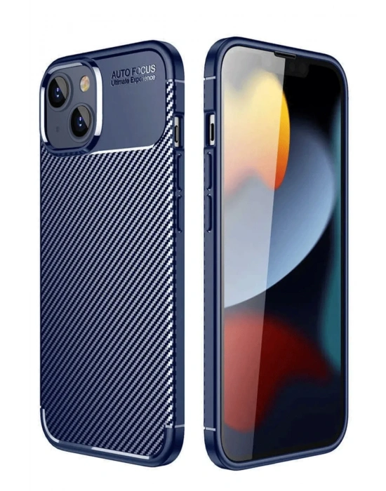 Newface iPhone 14 Kılıf Auto Focus Karbon Kapak - Lacivert