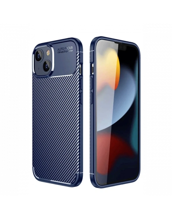 Newface iPhone 14 Kılıf Auto Focus Karbon Kapak - Lacivert