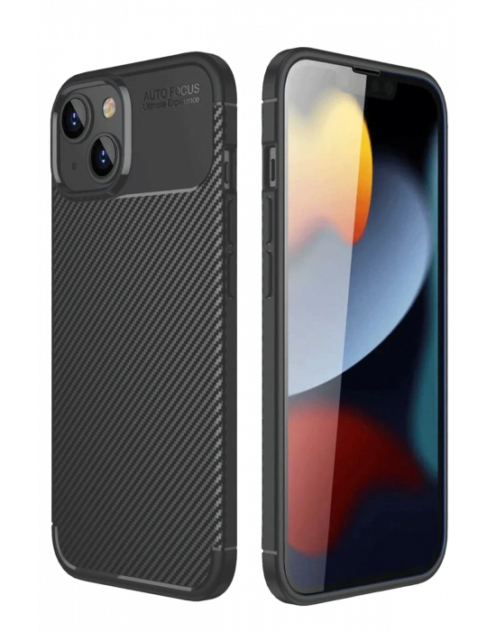 Newface iPhone 14 Kılıf Auto Focus Karbon Kapak - Siyah