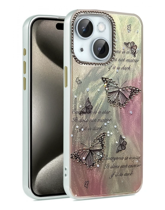 Newface iPhone 14 Kılıf Blade Aynalı Desenli Kapak - Desen 6