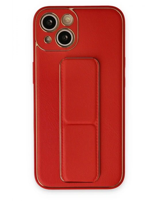 Newface iPhone 14 Kılıf Coco Deri Standlı Kapak - Kırmızı