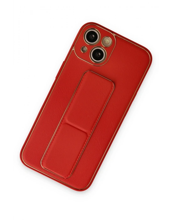 Newface iPhone 14 Kılıf Coco Deri Standlı Kapak - Kırmızı