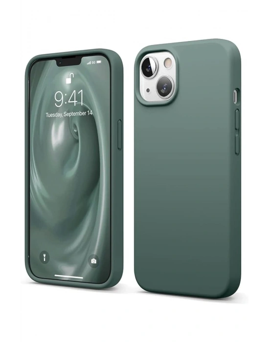 Newface iPhone 14 Kılıf First Silikon - Koyu Yeşil