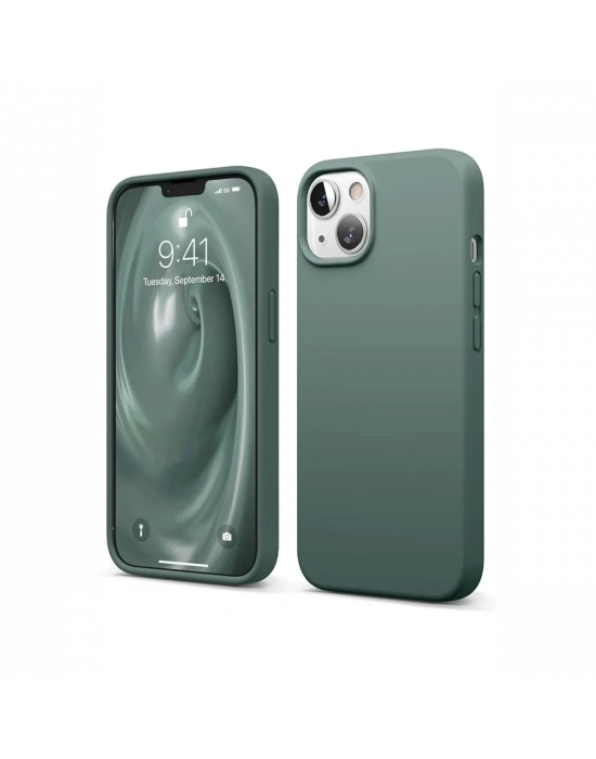 Newface iPhone 14 Kılıf First Silikon - Koyu Yeşil