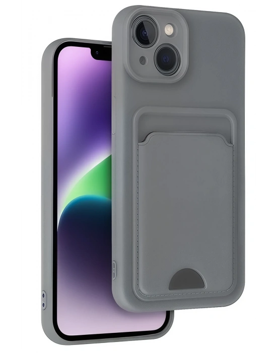Newface iPhone 14 Kılıf Kelvin Kartvizitli Silikon - Gri