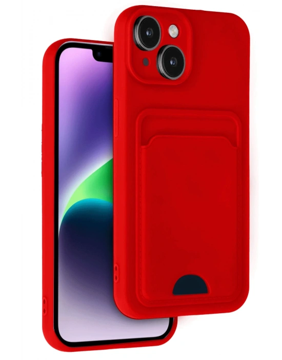 Newface iPhone 14 Kılıf Kelvin Kartvizitli Silikon - Kırmızı