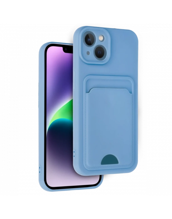 Newface iPhone 14 Kılıf Kelvin Kartvizitli Silikon - Mavi