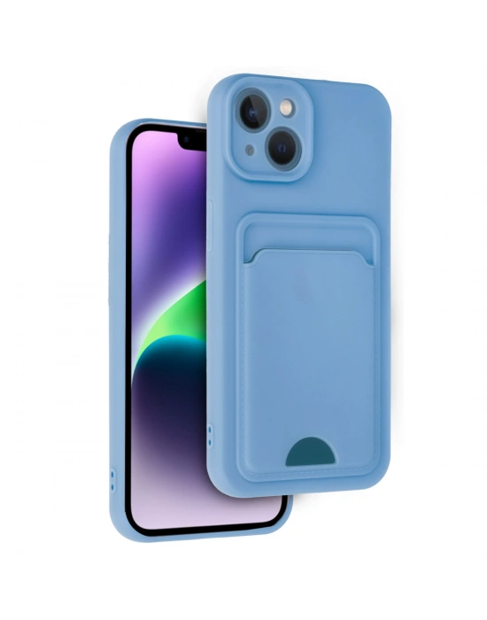 Newface iPhone 14 Kılıf Kelvin Kartvizitli Silikon - Mavi