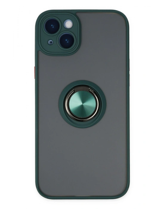 Newface iPhone 14 Kılıf Montreal Yüzüklü Silikon Kapak - Yeşil