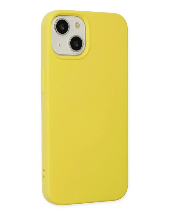 Newface iPhone 14 Kılıf Nano içi Kadife Silikon - Sarı