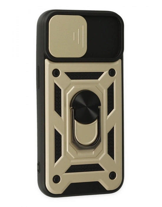 Newface iPhone 14 Kılıf Pars Lens Yüzüklü Silikon - Gold