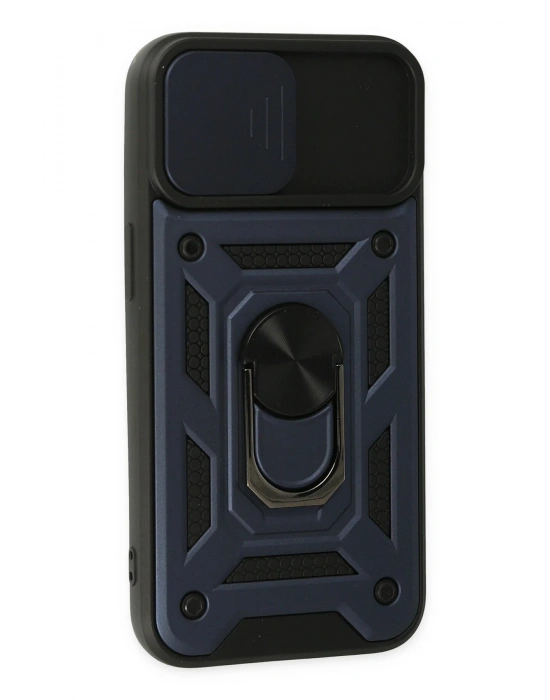 Newface iPhone 14 Kılıf Pars Lens Yüzüklü Silikon - Lacivert