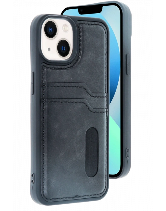 Newface iPhone 14 Kılıf Sara Kartvizitli Deri Kılıf - Siyah