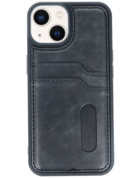 Newface iPhone 14 Kılıf Sara Kartvizitli Deri Kılıf - Siyah