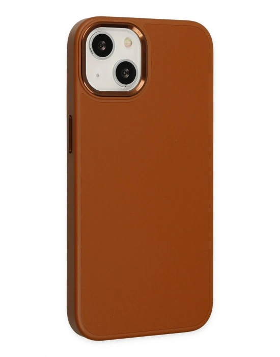 Newface iPhone 14 Plus Kılıf Asya Deri Silikon - Kahverengi