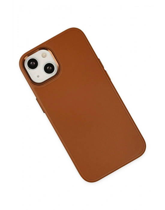 Newface iPhone 14 Plus Kılıf Asya Deri Silikon - Kahverengi