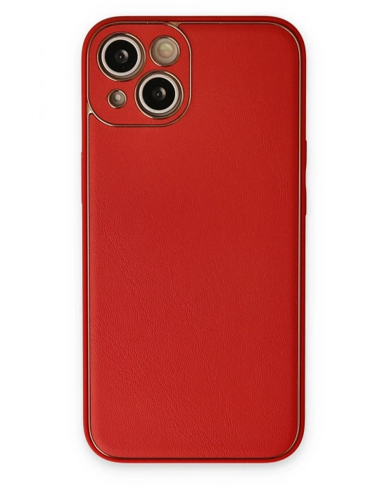 Newface iPhone 14 Plus Kılıf Coco Deri Silikon Kapak - Kırmızı