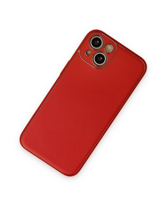 Newface iPhone 14 Plus Kılıf Coco Deri Silikon Kapak - Kırmızı