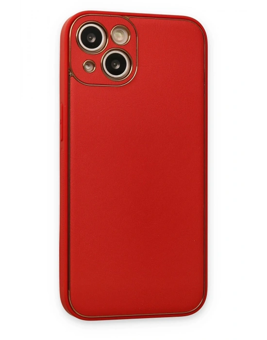 Newface iPhone 14 Plus Kılıf Coco Deri Silikon Kapak - Kırmızı