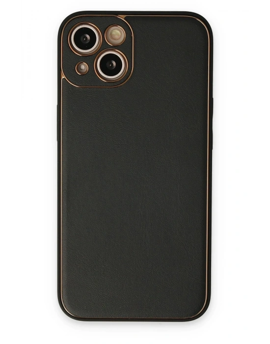 Newface iPhone 14 Plus Kılıf Coco Deri Silikon Kapak - Siyah