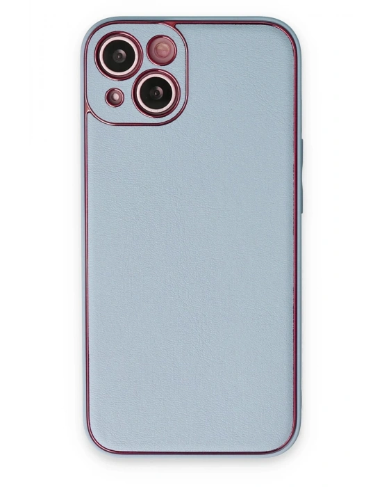 Newface iPhone 14 Plus Kılıf Coco Deri Silikon Kapak - Sky Blue