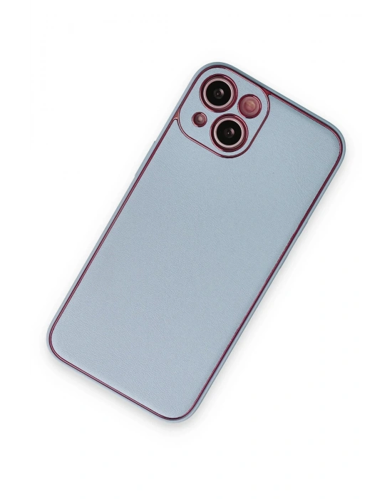 Newface iPhone 14 Plus Kılıf Coco Deri Silikon Kapak - Sky Blue