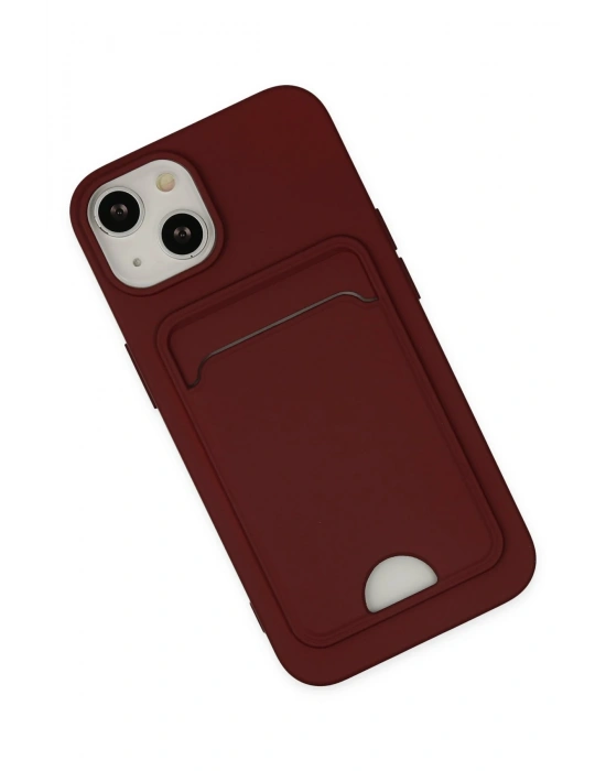 Newface iPhone 14 Plus Kılıf Kelvin Kartvizitli Silikon - Bordo