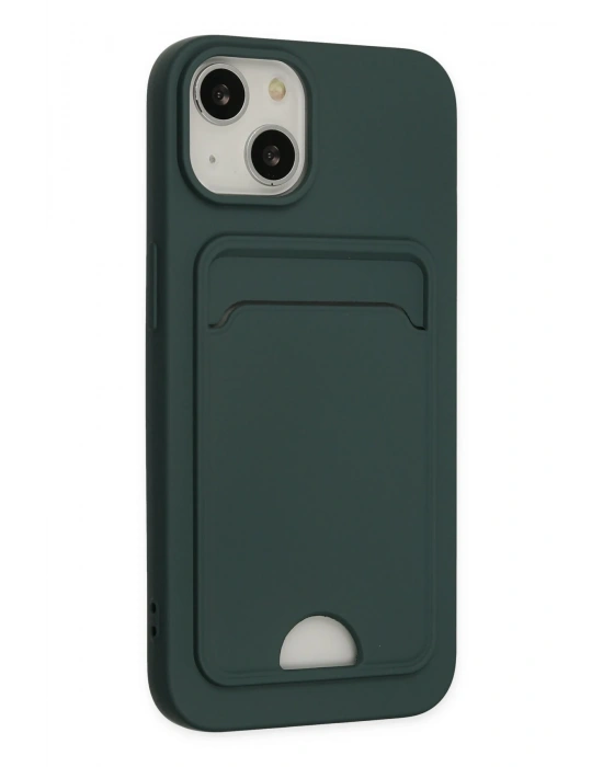 Newface iPhone 14 Plus Kılıf Kelvin Kartvizitli Silikon - Koyu Yeşil