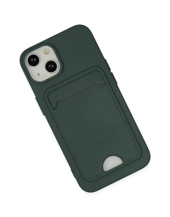 Newface iPhone 14 Plus Kılıf Kelvin Kartvizitli Silikon - Koyu Yeşil