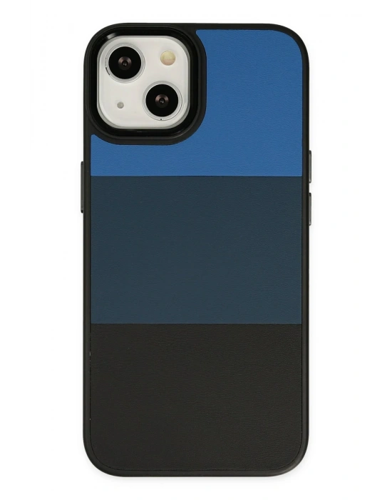 Newface iPhone 14 Plus Kılıf King Kapak - Mavi-Siyah