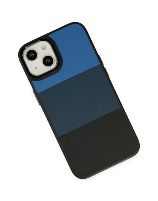 Newface iPhone 14 Plus Kılıf King Kapak - Mavi-Siyah