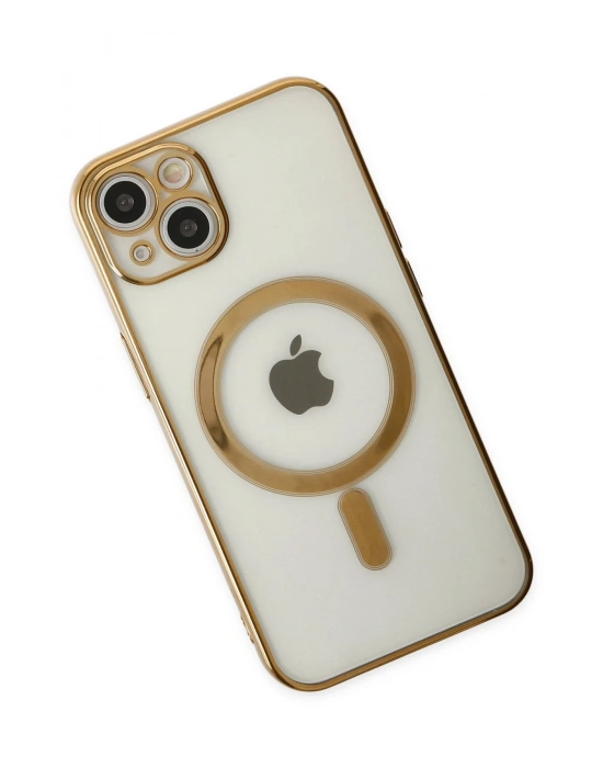 Newface iPhone 14 Plus Kılıf Magneticsafe Lazer Silikon - Gold