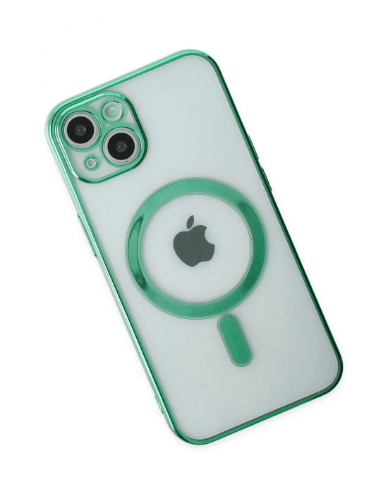 Newface iPhone 14 Plus Kılıf Magneticsafe Lazer Silikon - Haki Yeşil