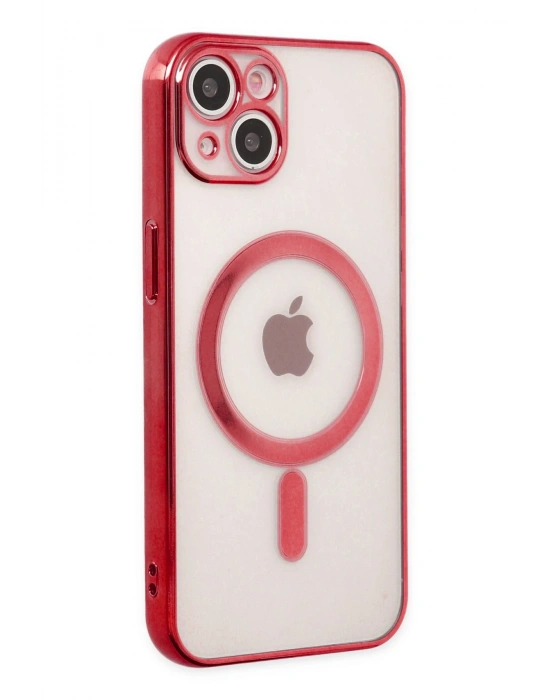 Newface iPhone 14 Plus Kılıf Magneticsafe Lazer Silikon - Kırmızı