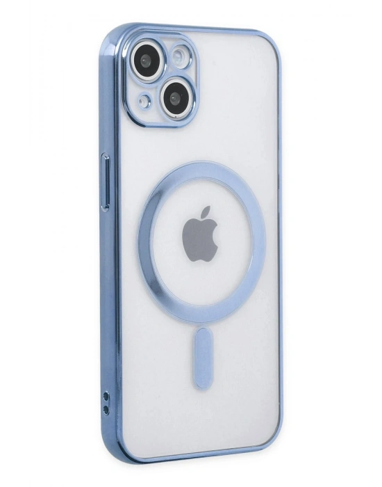 Newface iPhone 14 Plus Kılıf Magneticsafe Lazer Silikon - Sierra Blue