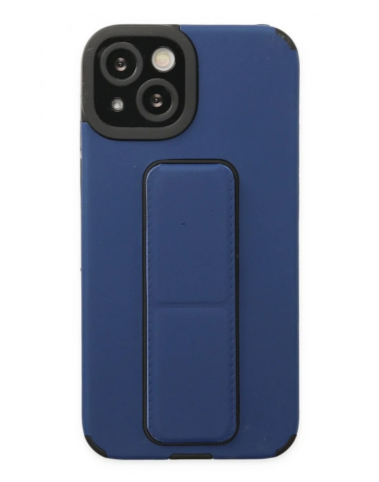 Newface iPhone 14 Plus Kılıf Mega Standlı Silikon - Mavi