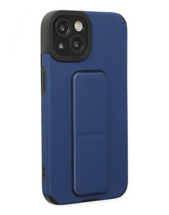 Newface iPhone 14 Plus Kılıf Mega Standlı Silikon - Mavi