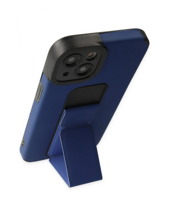 Newface iPhone 14 Plus Kılıf Mega Standlı Silikon - Mavi
