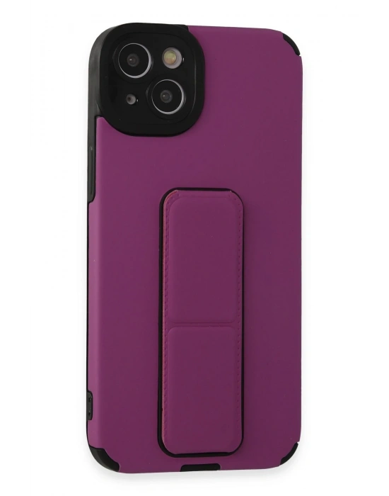 Newface iPhone 14 Plus Kılıf Mega Standlı Silikon - Mor