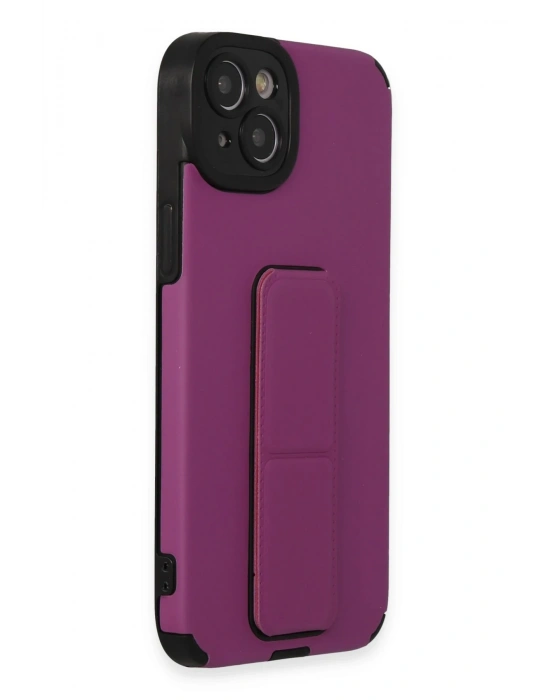 Newface iPhone 14 Plus Kılıf Mega Standlı Silikon - Mor