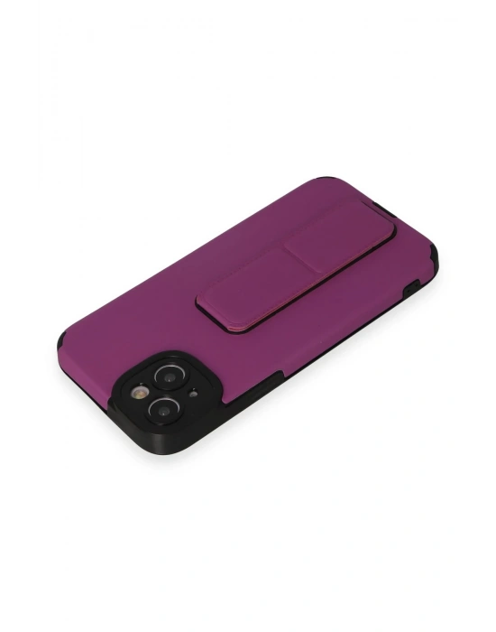 Newface iPhone 14 Plus Kılıf Mega Standlı Silikon - Mor