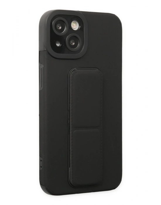 Newface iPhone 14 Plus Kılıf Mega Standlı Silikon - Siyah