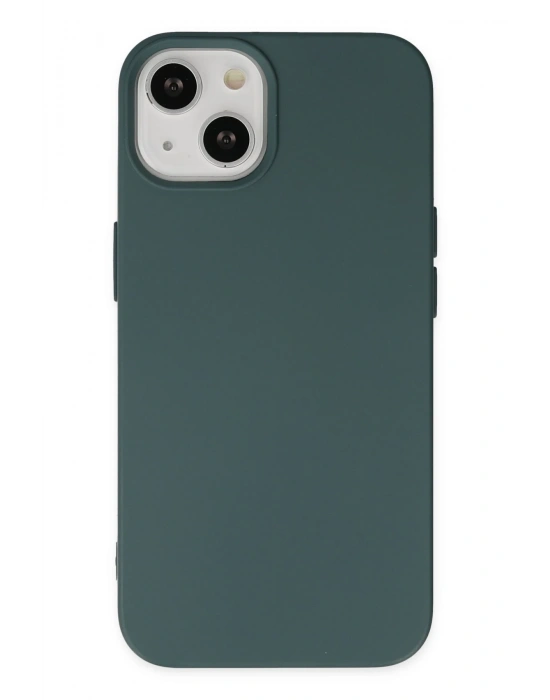 Newface iPhone 14 Plus Kılıf Nano içi Kadife Silikon - Koyu Yeşil