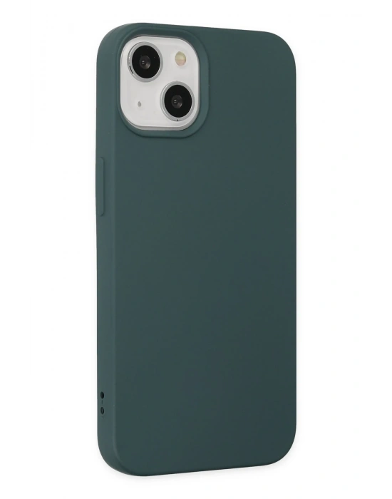 Newface iPhone 14 Plus Kılıf Nano içi Kadife Silikon - Koyu Yeşil