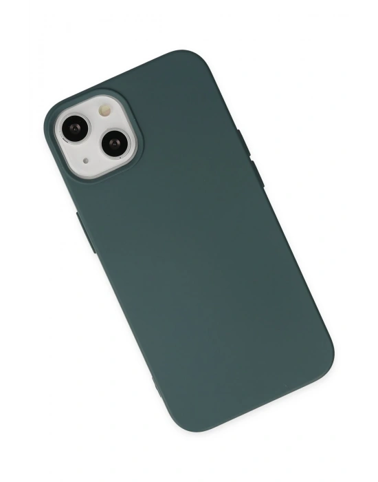 Newface iPhone 14 Plus Kılıf Nano içi Kadife Silikon - Koyu Yeşil