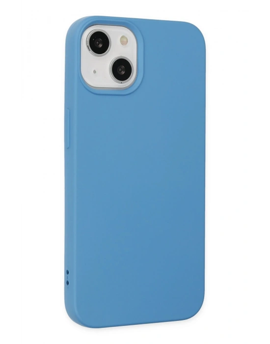 Newface iPhone 14 Plus Kılıf Nano içi Kadife Silikon - Mavi