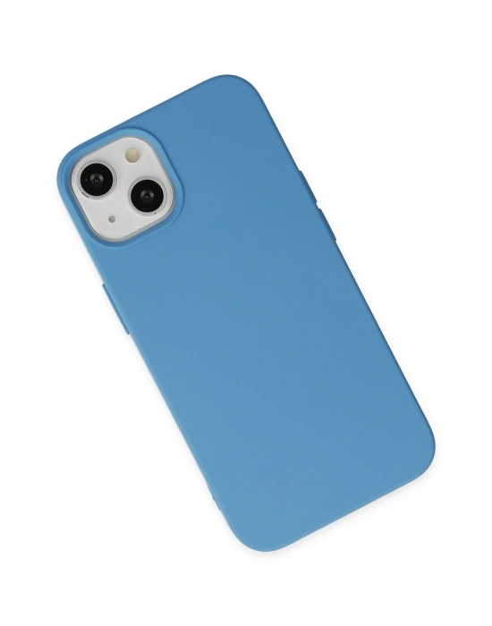 Newface iPhone 14 Plus Kılıf Nano içi Kadife Silikon - Mavi