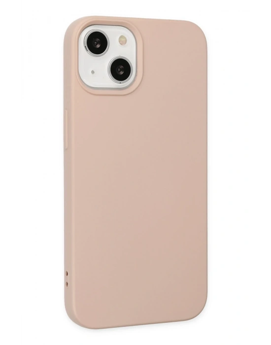 Newface iPhone 14 Plus Kılıf Nano içi Kadife Silikon - Pudra